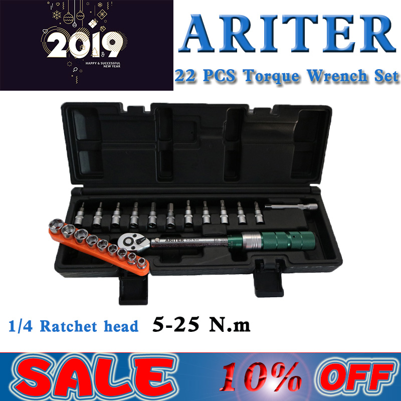 

1/4 Torque Wrench Set 22PCS 5-25N.m bicycle torque wrench bike car adjustable repair hand tool set kit socket sleeve
