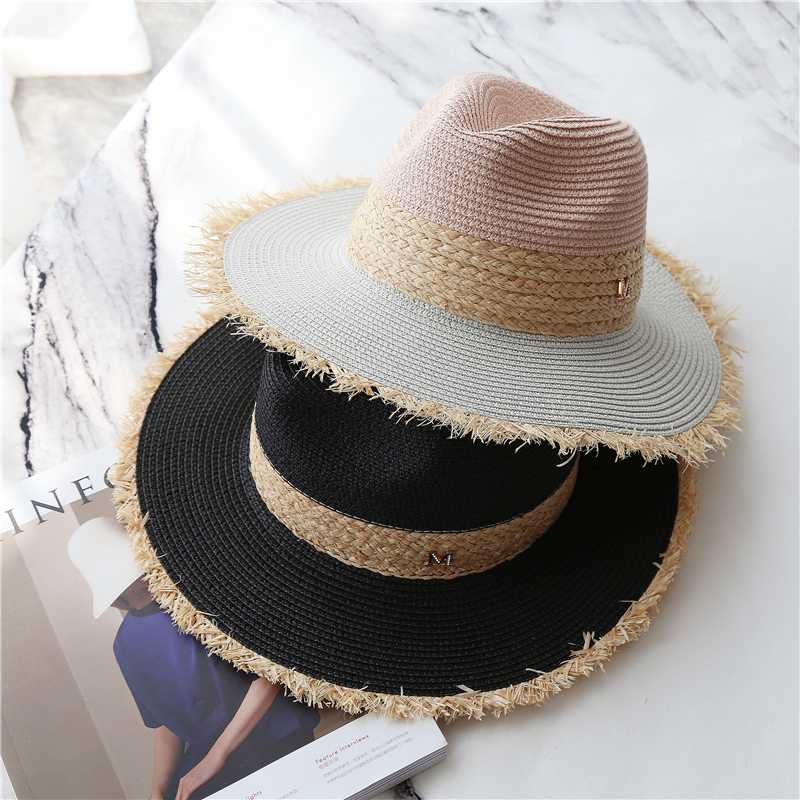 

01903-pei27404 2020 new summer color patchwork lady fedoras cap men women leisure holiday beach jazz hat, White