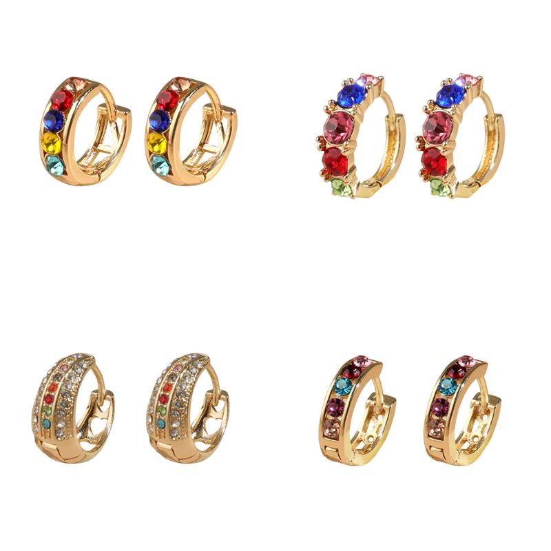 

FASHION JEWELRY 2020 Colorful Crystal Copper Huggie Earrings for Women Boho Statement CZ Small Hoop Earrings Wedding Jewelry