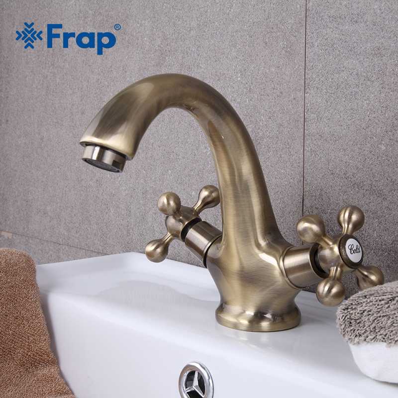 

Frap Retro Style Antique bathroom Faucet Bronze Brushed Sink hot and cold water Tap bath Basin Sink Mixer Double Handle F1019-4