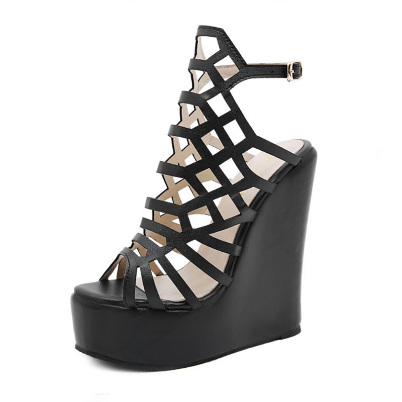 

PRETO BRANCO 2020 Hollow Slanted Heel Cool Shoes 35-42 Nightclub Model Style High-Heeled Sandals Black Rome Style -9913-21