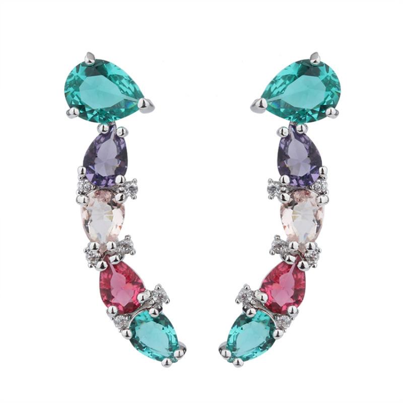 

Bohemian Colorful Cubic Zirconia Earrings Black/White gold Color Stud Earrings for Women Birthday Gifts Party Jewelry