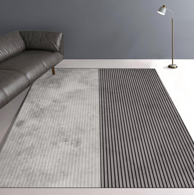 

Modern geometry Black white stripes carpet Living room doormat bedroom Non-slip bedside rug polyester plush floor mat customize