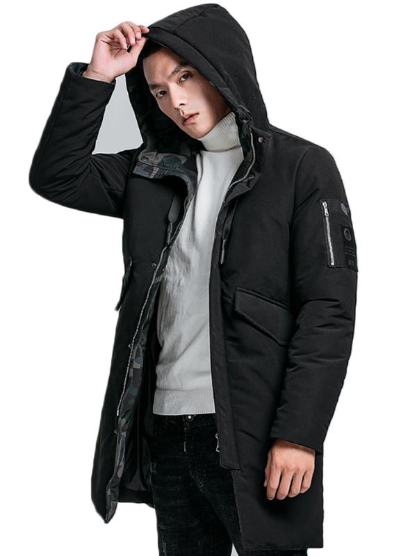 

New Winter Long Coat Men Thicken Warm Hooded Leisure Camouflage Cotton-Padded Jacket Mens Fashion Outwear Streetwear 4XL Clothes, Army green