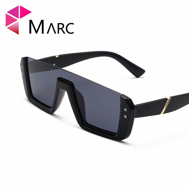 

MARC Oversized Sunglasses Men Semi-rimless Sunglass Women Rectangle Large Eyeglasses Mirror Trendy