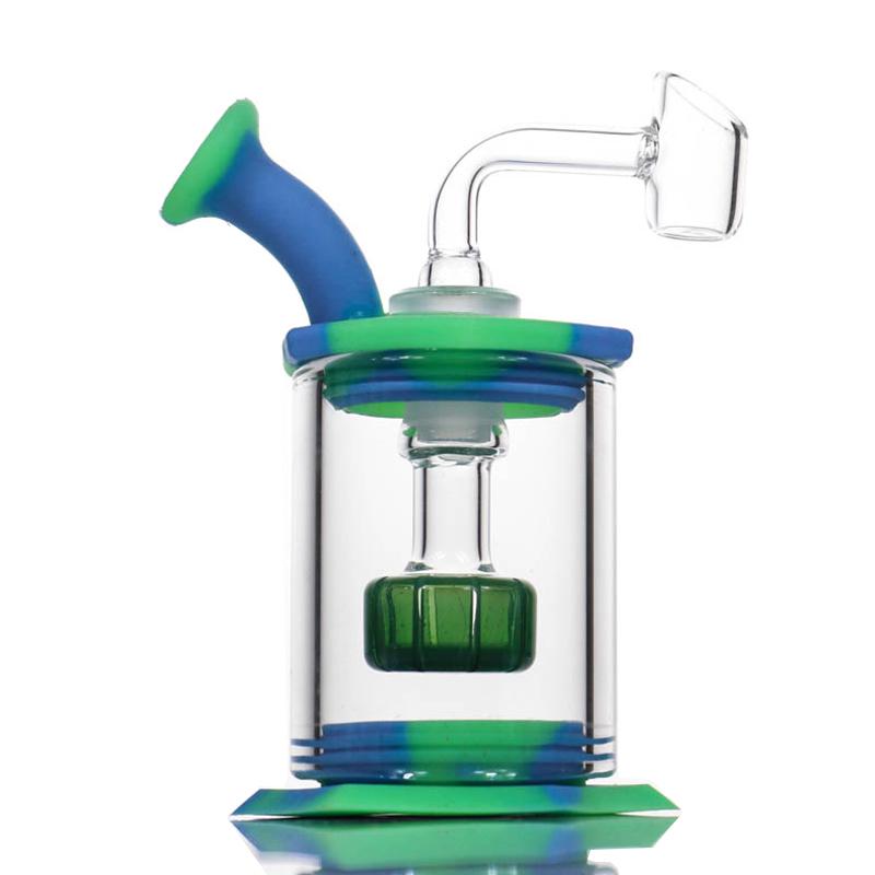

Four Colors Assemble Hookahs Silicone Bong tall 11cm Easy clean Dab Rig with 4mm quartz banger small rigs glass bongs pipe