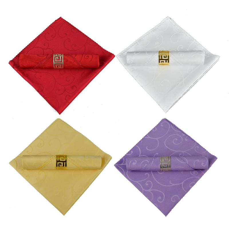 

Table Napkin 40pcs/lot 19" Europe Embroidered Vine Polyester El For Wedding Party Decoration White/Beige Folding Cloth