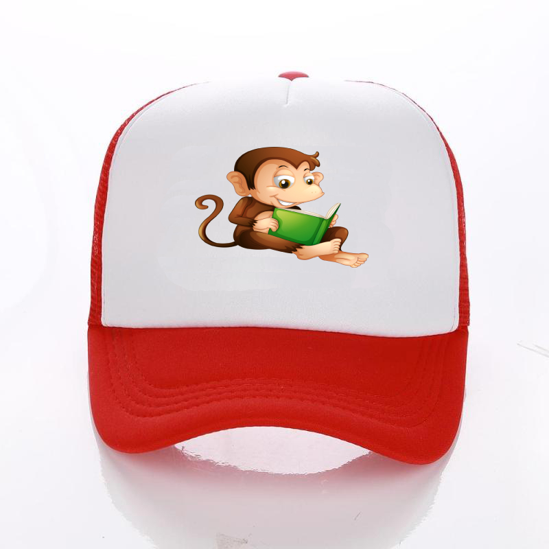 

2020 animal cartoon monkey printing baseball net cap For Men spring summer dad hat sunshade adjustable size Holiday driver cap, Orange