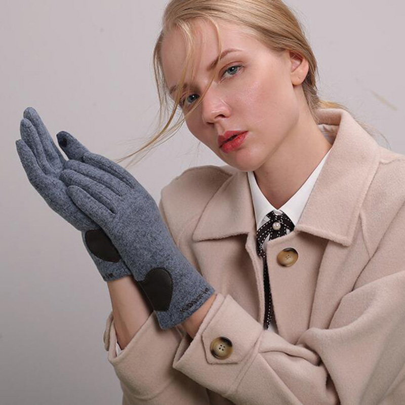 

Fashion Elegant Female Wool Knit Embroidery Touch Screen Gloves Winter Women Thin Cashmere Full Finger Driving Warm Gloves E84