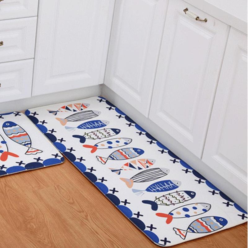 

Nordic Style Leaf Pattern Mat Floor Mat Bathroom Environmental Skid Resistant Kitchen Dining Room Printed Carpet Sturdy, Yellow