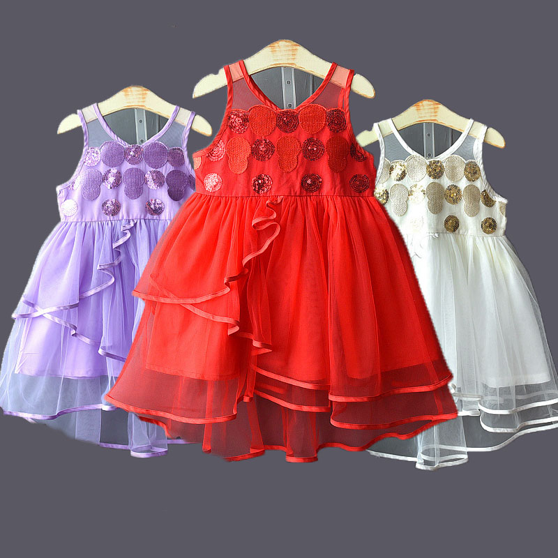 

Girls Dresses 2019 Fashion Sweet Princess Sequin Mesh Dress Baby Girls Clothing Children Wedding Party Dresses For Kids Clothes, Purple