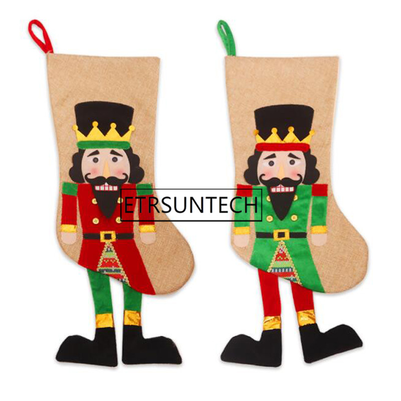 

50pcs Christmas Tree Decor Walnut Soldier Stockings Christmas Gift Bag Sacks Pendant Navidad New Year Ornaments