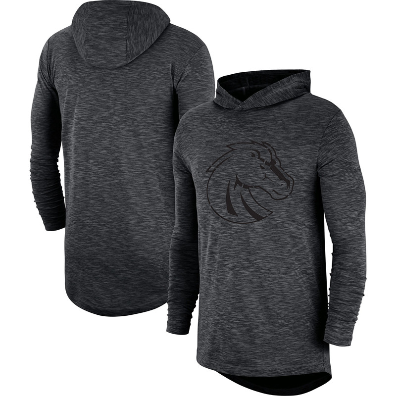 

Boise State Broncos Tops Heathered Charcoal Fan Gear Tonal Slub Hooded Long Sleeve T-Shirts Sideline Legend Performance Pullover College Tshirts, As shows