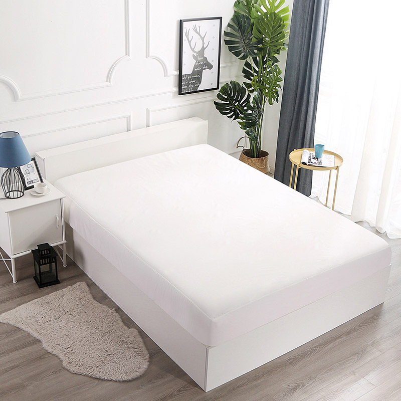 

Comwarm 100% WaterProof Fitted Sheet Simple Solid Color Polyester Mattress Cover Bedroom Hotel Bed Protector Elastic Pad Linens