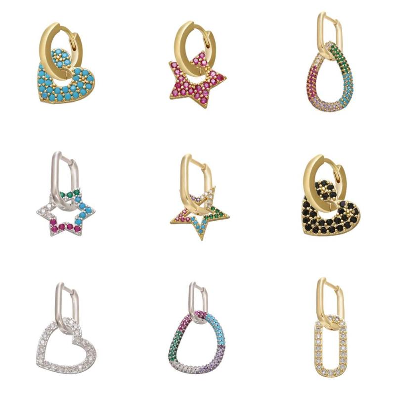 

Hoop & Huggie HECHENG 1pair Rainbow Earrings Wholesale CZ Colorful Gold Color Cooper Jewelry Accessries For Women VD732