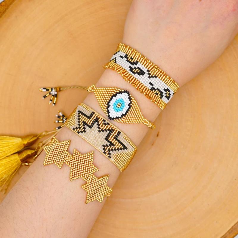 

GRAPES MIYUKI Evil Eye Bracelets Men Lucky Turkish Eye Bracelet For Women Jewelry Pulseras Mujer Moda 2020 Instagram Hot Selling