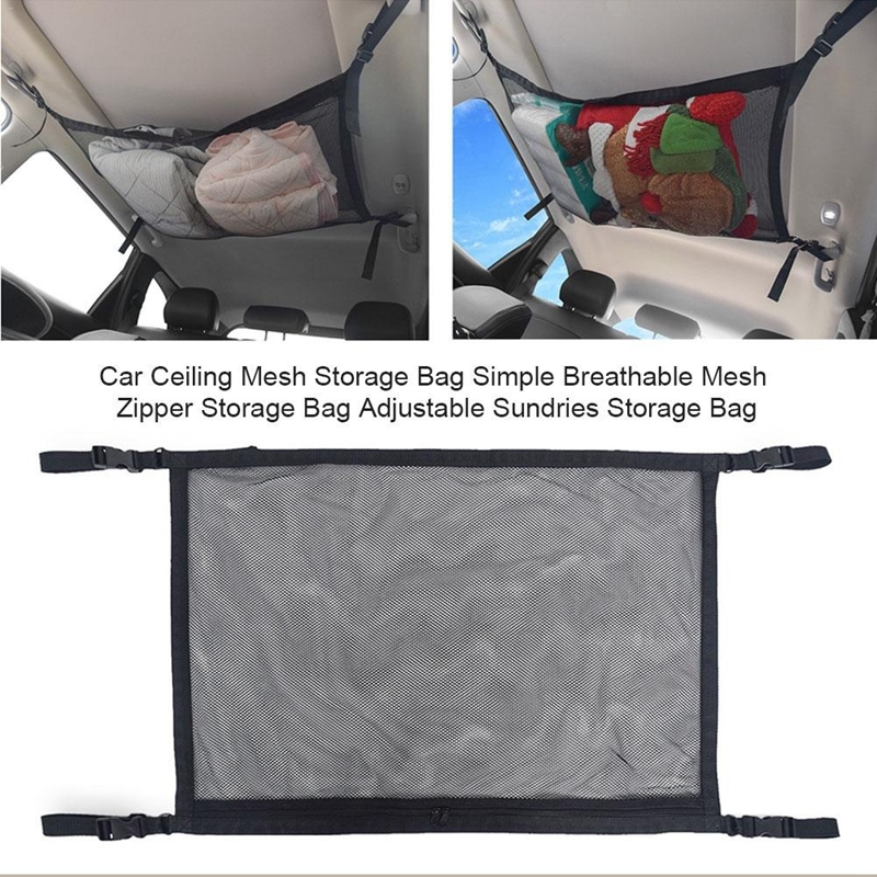 

Car Ceiling Storage Bag Mesh Net Bag Car Styling Luggage Holder Adjustable Sundries Storage Auto Stowing Tidying