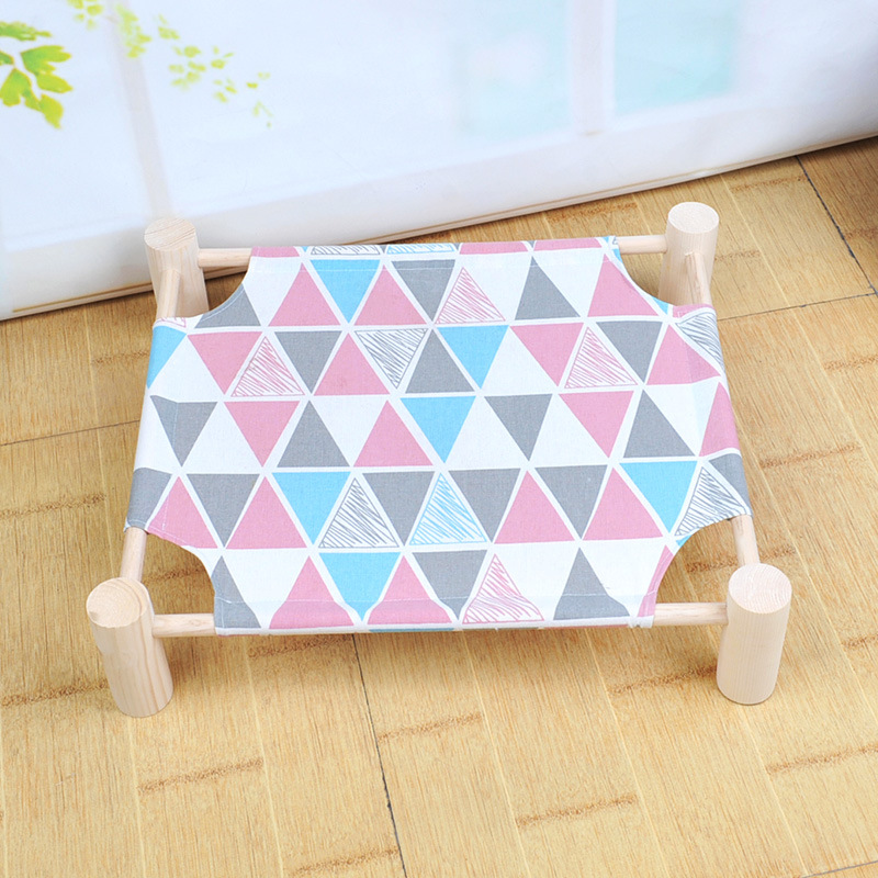

Cat Bed House Elevated Wood Cat Hammocks Bed Wood Canvas Lounge for Small Dogs sleeping