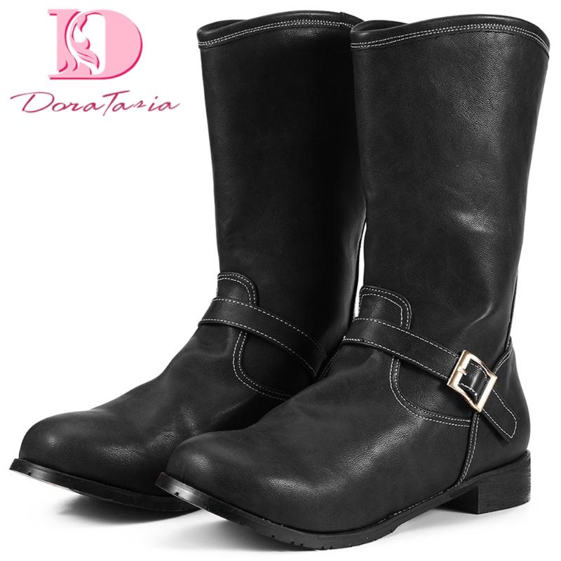 

Doratasia 2020 Big Size 48 Leisure Autumn Winter High Quality Brand Women Shoes Vintage Western Boots, Black