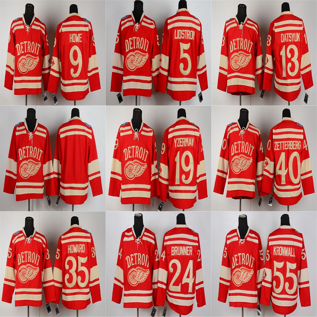 

Detroit Red Wings Winter Classic Jersey 13 Pavel Datsyuk 71 Dylan Larkin 8 Justin Abdelkader 9 Gordie Howe Red Ice Hockey Jersey Stitched