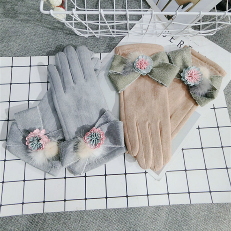 

women winter gray khaki Gloves Mittens