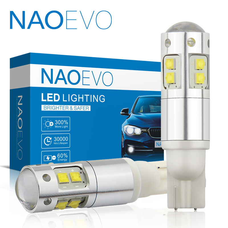 

NAOEVO T10 W5W 3W 1000LM Auto LED Clearance Llight 12V 5W5 High Quality Chips 6000K 194 White Amber 168 Super Bright Blub, As pic