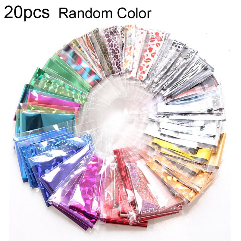 

20pcs Mixed-Styles Random Nail Foil Stickers Holographic Transfer Foil Sticker Decals Manicure Decor for Nails Slider Sticker
