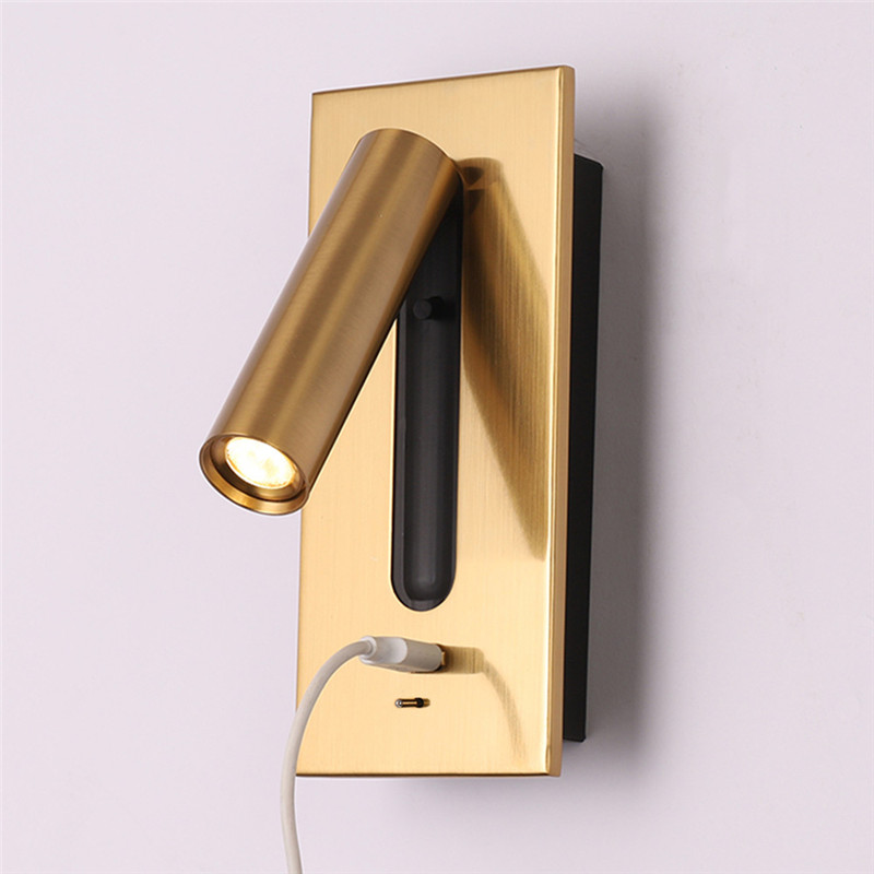 

Topoch Modern Bedside Wall Lamp with USB Internal Sconce for Reading Adjustable Headboard Book Light Focused Beam Switch On/Off