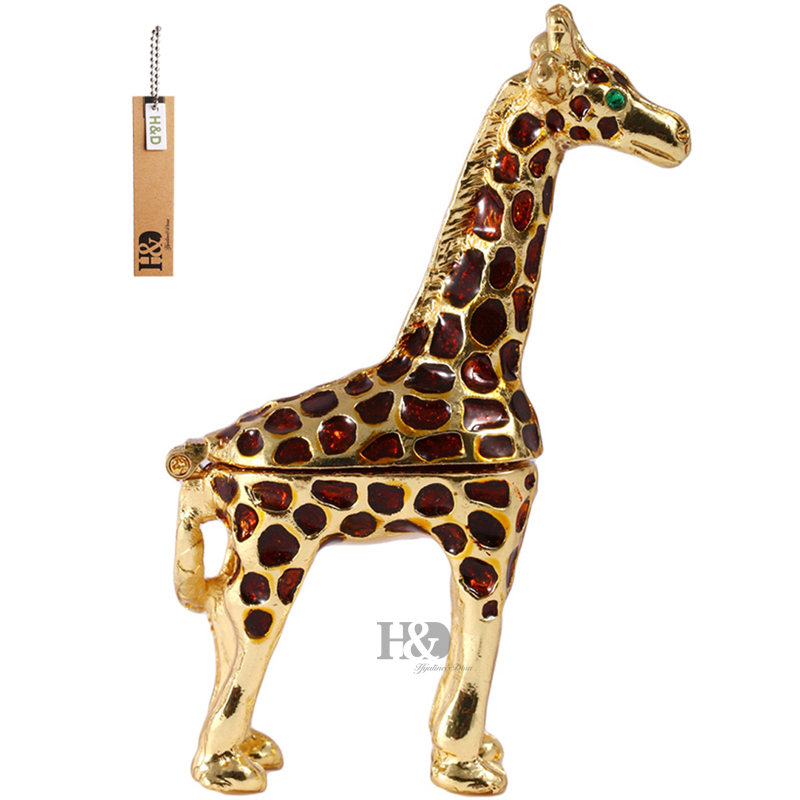 

H&D Ring Holder Hinged Trinket Boxes for Gifts ,Jewelry Boxes Organizer Display Holder (giraffe trinket box)