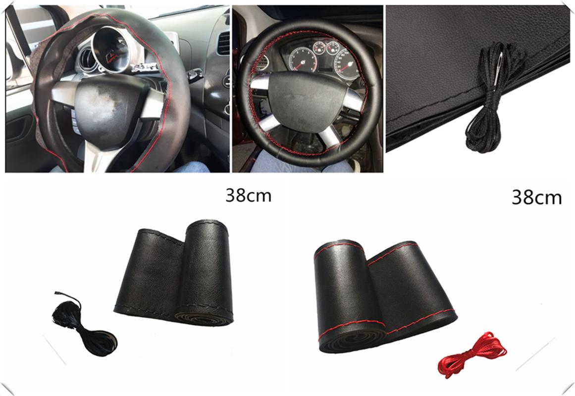 

Car steering wheel cover DIY size 38 cm fiber leather hand-sewn for 206 307 406 407 207 208 308 508 2008 3008