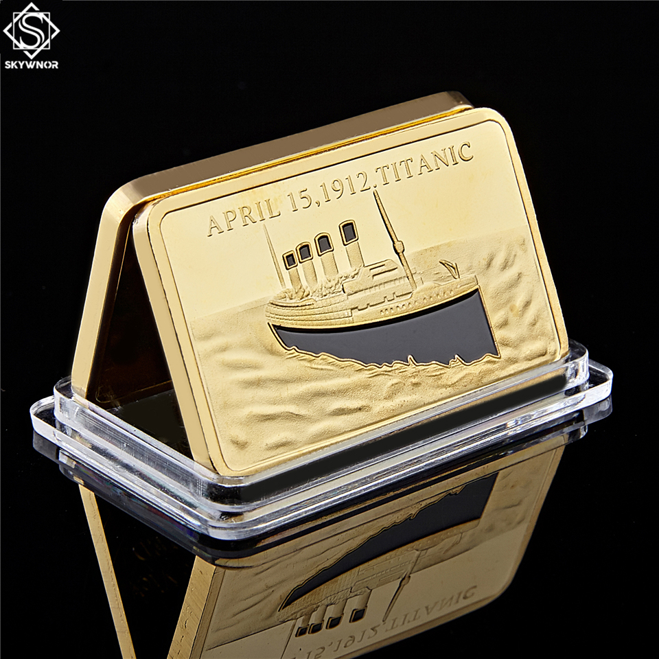 Titanic 1912 Rose and Jack Russia 100 Anniversary Gold Plated Bullion Bar Craft Souvenir Coin-image-584071239