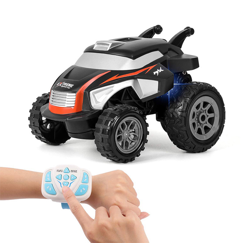 

Mini 2.4G Watch Remote Control Stunt SUV Big Foot Car Toy, DIY Programmable, Upright 360° Rotate, Christmas Kid Birthday Boy Gift, 2-1