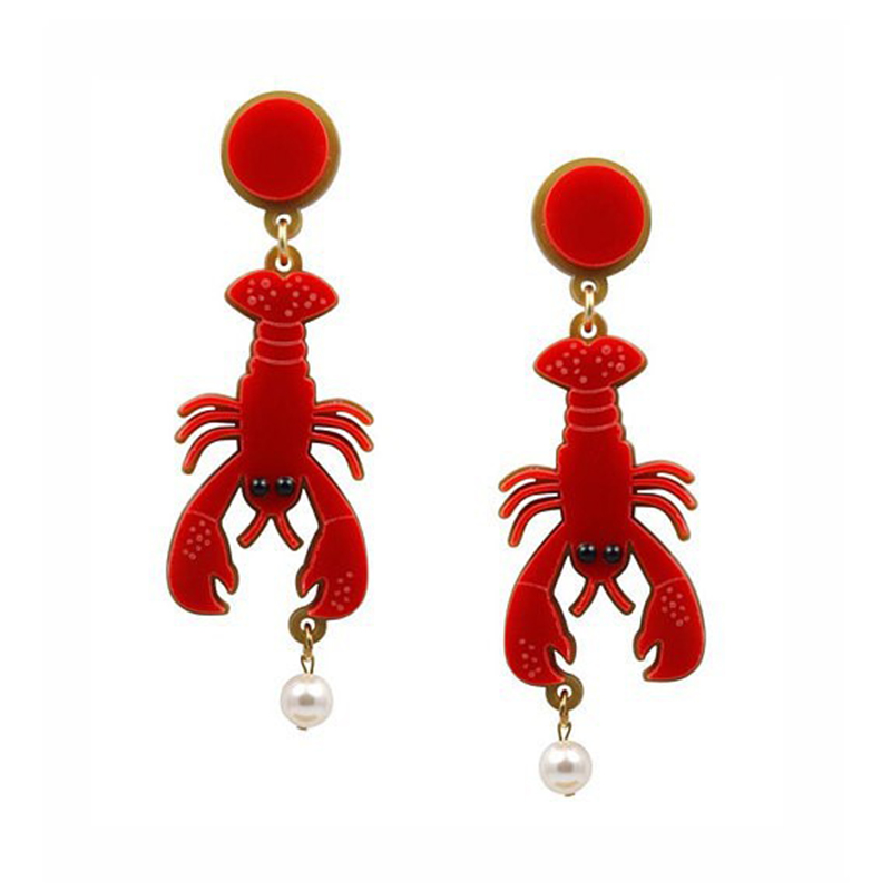 

Long Red Lobster Octopus Earrings For Women Fashion High Quality Acrylic Earring Hiphop Drop Earring Jewelry E19001