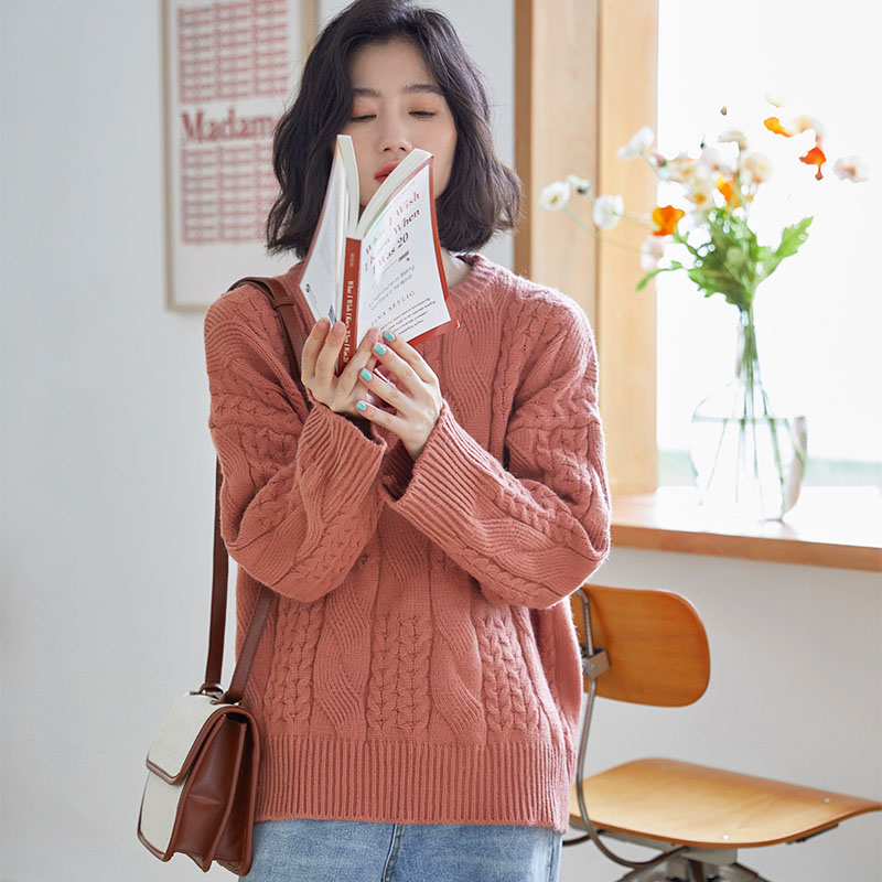 

Women Sweaters Warm Pullover and Jumpers Crewneck Pullover Twist Pull Jumpers Autumn 2020 Knitted Sweaters Christmas, Green