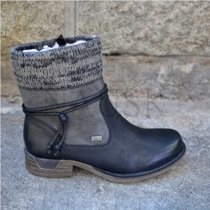 

2020 Winter Boots Women Basic Ankle Boots Woman Round Toe Zip Platform Boot Female Shoes Warm Lace Up Plush Botas mujer, Black