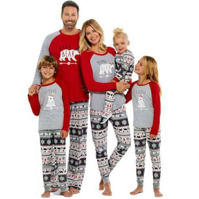 

XMAS Family Matching Christmas Long sleeve Pajamas Set Xmas Women Man Baby Kids Sleepwear Nightwear Fashion New Year's PJS Set, Gray