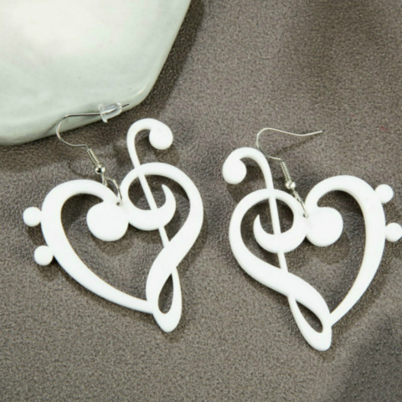 

2020 New Exaggerated Love Heart Notes Acrylic Earring Cool Sexy Unique Long Big Music Earrings for Women Mujer Brincos Grandes