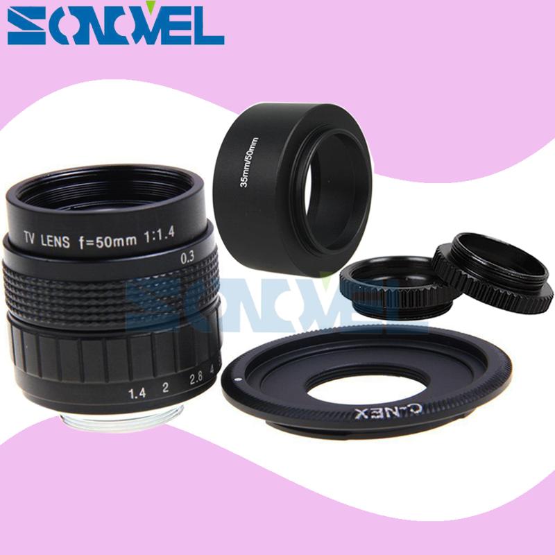 

50mm F1.4 CCTV TV Movie lens+C Mount+Macro ring+hood for Sony E Mount Nex-5T Nex-3N Nex-6 Nex-7 Nex-5R A6300 A6100 A6000 A6500