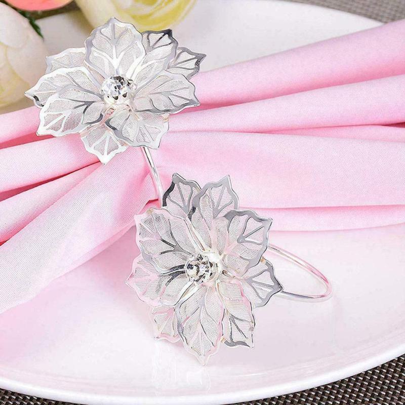

6PCS Floral Alloy Napkin Rings Holder Wedding Party Banquet Dinner Table Decor Silver/Gold