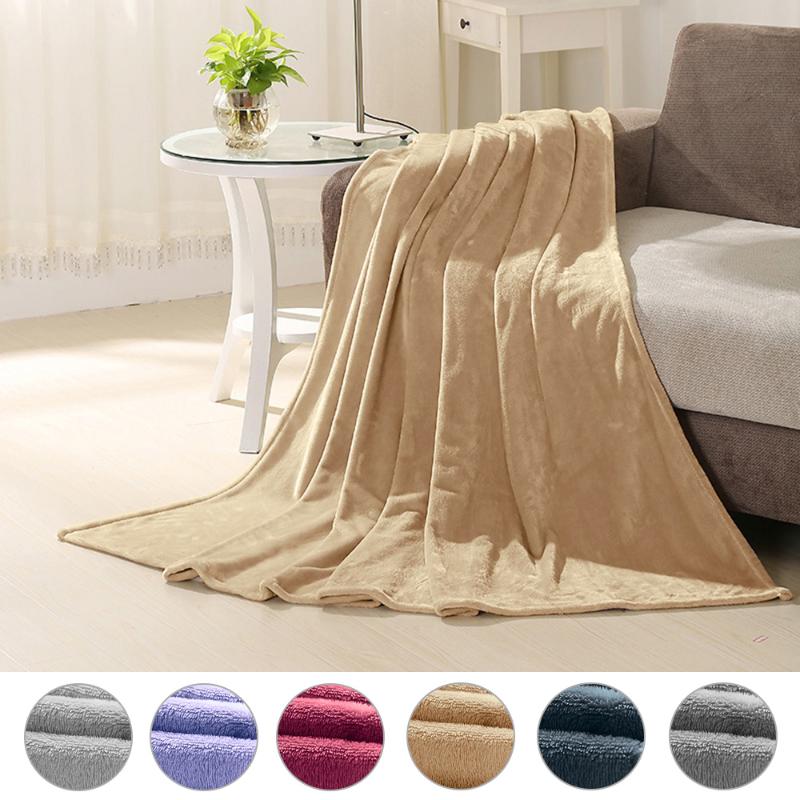

Flannel Fleece Blanket Winter Warm Brushed Blankets Dark Blue Red Light Gray Dark Gray Camel Purple Lightweight Blanket