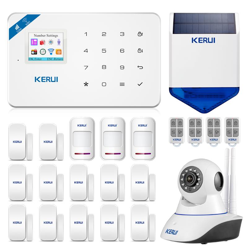 

KERUI W18 WIFI GSM Dual Alarm System Russian Spanish French Home Security Buglar Alarm System Motion Detection Solar Siren Kit