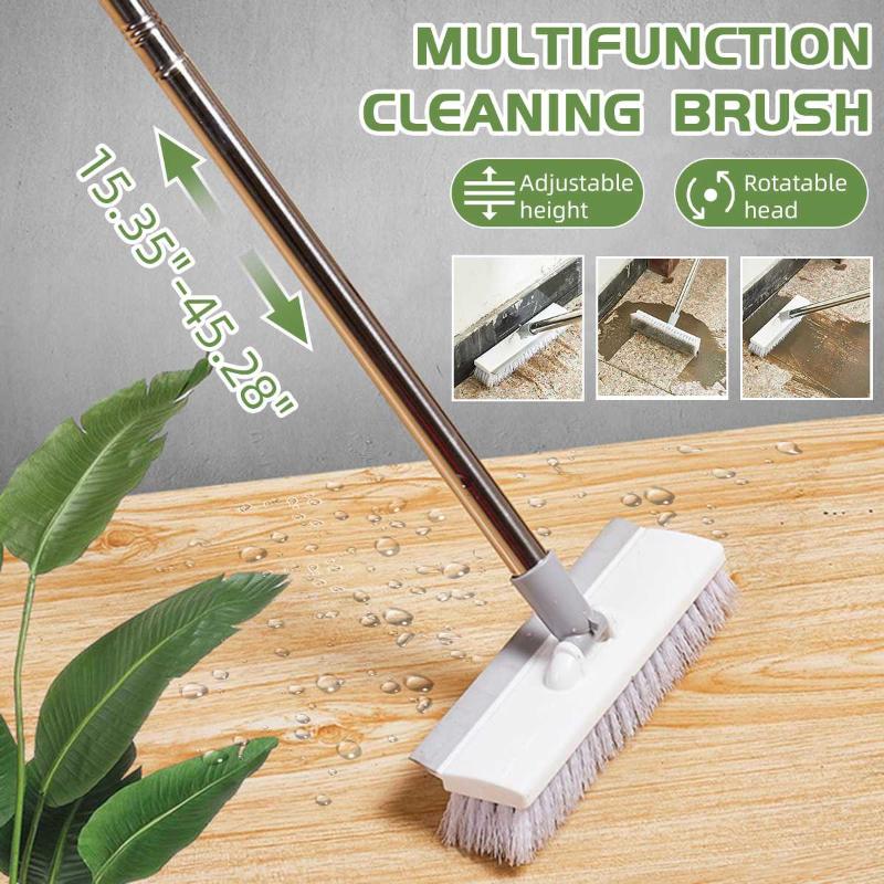 

2 in 1 Multifunctional Broom Magic Rubber Tub and Tile Scrubber Removable Adjustable Long Handle Cleaning Brushes