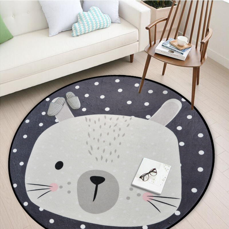 

Carpets Dream Krain Carpet Living Room Cartoon Rugs Grey Cute Round Decor Floor Mat For Modern Kids Bedroom, Mouse