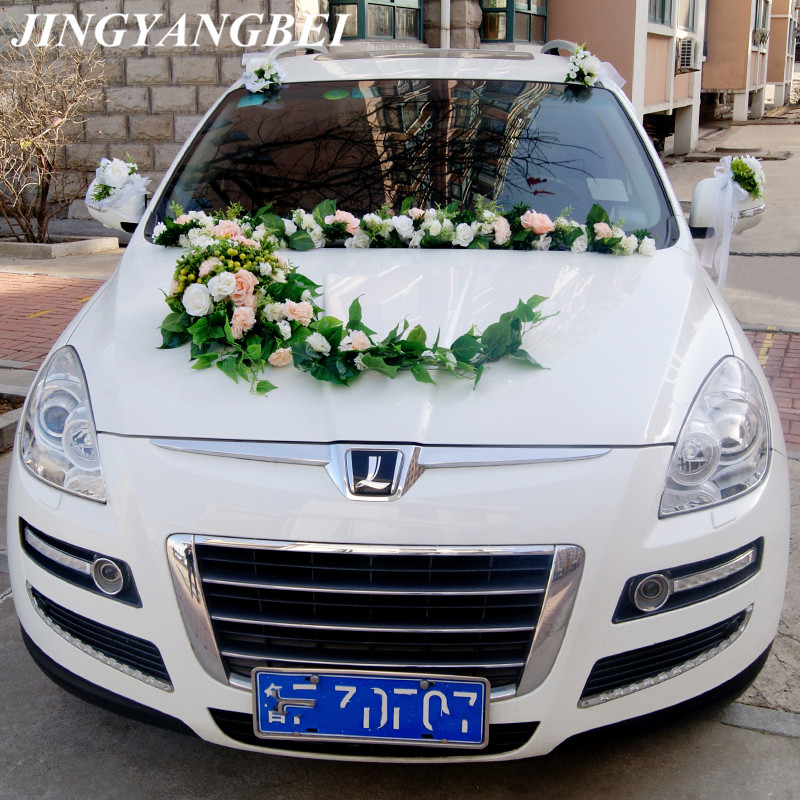 

wedding decoration artificial flowers wedding car decoration roses plants bride float christmas party silk flowers, White greenchampagne