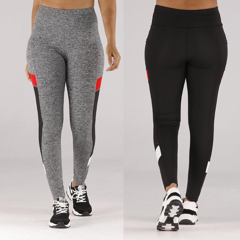 

Gauze Pocket Elastic Exercise Fitness Running Yoga Pants Fashion Ladies leggings sport women fitness Pants mallas deporte mujer, Black