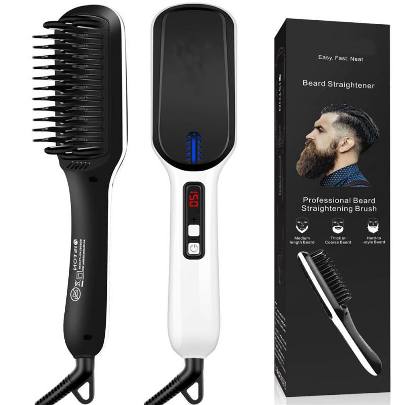

Quick Heated Beard Straightener Brush Multifunctional Anti Static Ceramic Heating Detangling Faster Hair Comb Curling Beard Comb