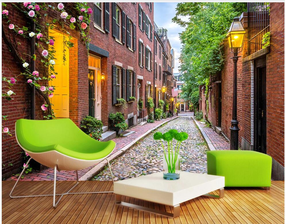 

custom photo mural 3d wallpaper European city town street scenery living room home decor 3d wall murals wallpaper for walls 3 d, Non-woven