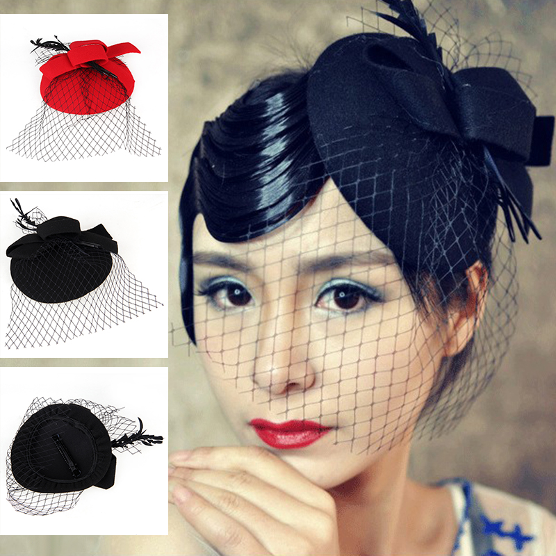 

Children/Adults Gauze feather Bow Hat Beret Barrettes Hat Clip Dancing party Beret Performance Hair Accessories Princess
