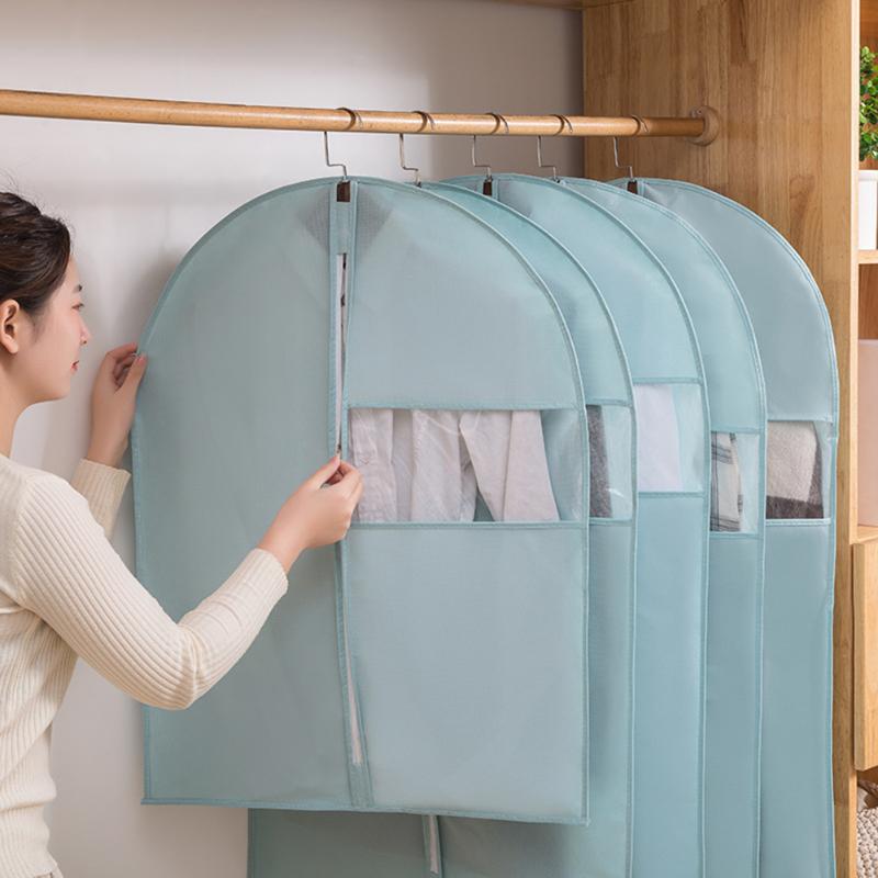 

Hanging Suit Bags for Storage Travel with Clear Window for Jacket Skirt Shirt Coat Anti-Moth Breathable Clothes Protector Bags, Blue