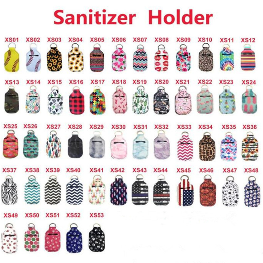 

53 Design Baseball Neoprene Cover Hand Sanitizer Holder For 30ML Flip Cap Travel Size Bottle Chapstick Holder Flip Cap Bottles with Keychain